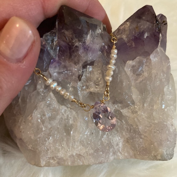 COPY - Light Pink Amethyst and Pearl Necklace - Picture 9 of 10